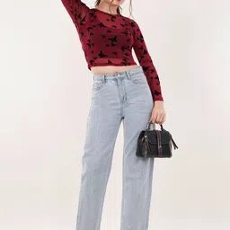 clobug Animal Print Bell Sleeve Net Crop Top image 3