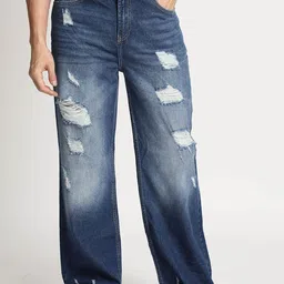 The Roadster Lifestyle Co Men Distressed Wide Leg Jeans-image-66
