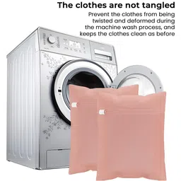 Kuber Industries Peach-Colored 18 Pieces Reusable Rectangular Laundry Bags With Zipper image 5