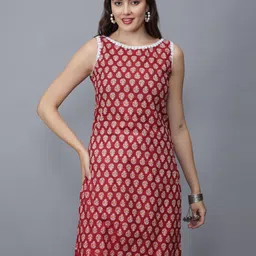 ETRAANA Floral Printed Pure Cotton Round Neck Ethnic A-Line Kurta-picture-25