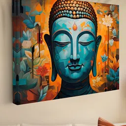 SAF Blue & Orange 1 Piece Canvas Other Wall Paintings-picture-36