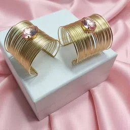 Anouk Set Of 2 Gold-Plated Crystals Studded Cuff Bracelets-picture-34