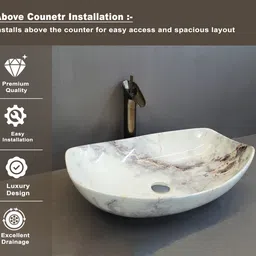 delta Table Top Premium Designer Ceramic Wash Basin(M49) (22*15*5)(M49) Table Top Basin image 3