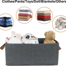 henve Foldable Cloth Basket with Metal Frame and Handles for Organizer Toys, Shelves Polyester Collapsible Wardrobe image 5