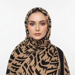 hijab Printed Viscose Women Brown Faux Turtleneck Neck Cover, Scarf, Bluetooth Scarf, Fancy Scarf, Stole image 1