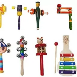 rainbowstore Wooden Hand crafted Rattle set ( pack of 8) multicolour, Rattle-picture-38