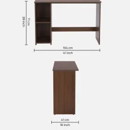 mintwud from pepperfry Kenny Writing Table in Planked Walnut Finish image 2