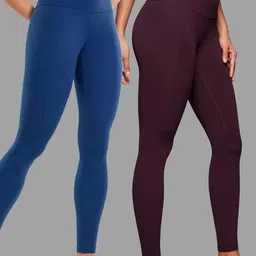 tigersnake Printed, Checkered Women Blue, Maroon Tights-picture-23