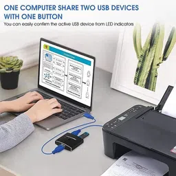 RuhZa USB Switch,KVM Switch, Bi-Directional USB Switcher, 2 Port USB Sharing Switch for 2 Computers Share Keyboard Mouse Scanner Printer (2 in 1 Out / 1 in 2 Out) USB Hub image 4