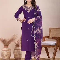 mishwara XYZ Embroidered Kurta, Trouser/Pant & Dupatta Set-picture-11