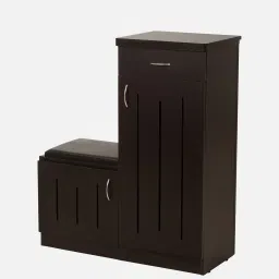 solace craft Cygnus Shoe Rack with Seating in Walnut Matte Finish image 3