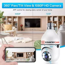 COUNTRYCAM 3MP Smart WiFi CCTV Bulb Camera, 360° Rotatable, 2 Way Talk, Color Night Vision Security Camera image 2