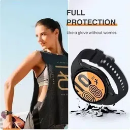 YDOXTON Front and Back Screen Guard for Samsung Galaxy Watch 4 44MM Screen Protector Case Accessories, Protective Face Cover Bumper Case for Women Men, Galaxy Watch4 (Galaxy Watch 4-44mm, Matte Black image 3