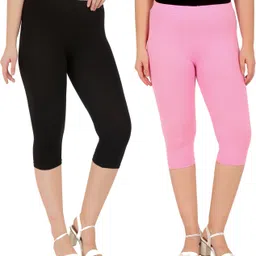 vkunj Women Black, Pink Capri-picture-25