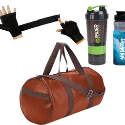 true indian 20 L Gym Duffel Bag - Gym Duffle Bag Black Leather Bag Shaker Bottle Sipper Gym Gloves with Long Strap - Multicolor, Green-picture-23