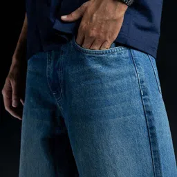 hoker Men Straight Fit Mid Rise Blue Jeans image 3