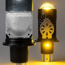 lovmoto Universal H4 Mini Projector LED Headlight Bulb - Dual Color white Yellow sg101 Headlight Car, Motorbike LED for Honda (12 V, 60 W) image 4