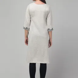 crown king garments Women Embroidered Wool Straight Kurta image 2