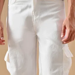 rusticblooms Men Loose Fit Mid Rise White Jeans image 4