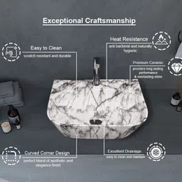 inletcera Table Top & Wall Mount Ceramic Wash Basin(04) (16*12*5)(DD2-04) Wall Hung Basin image 2