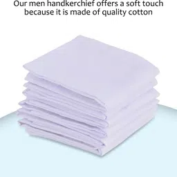 HOMESTIC Pack of 12 Reusable Soft Cotton Handkerchiefs for Men with Box | White ["White"] Handkerchief image 4