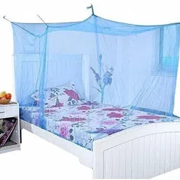 qrs HDPE - High Density Poly Ethylene Adults Washable Double Bed Mosquito Net,(7X7 Feet) Blue Colour Mosquito Net-picture-20