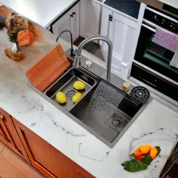 messina 30x18x10 Waterfall Kitchen Sink Black Premium Matt Finish SS 304 Complete set. Single Bowl Stainless steel Matt Finish_A174 Vessel Sink-picture-14