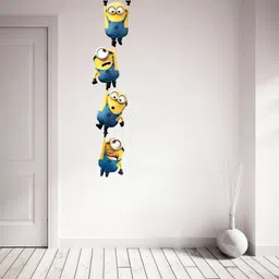 azan creation 25.4 cm Hanging Minions Wall Sticker for Bedroom Size - 25X116 CM Self Adhesive Sticker image 3