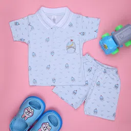 V-Mart Boys Printed Polo Collar T-shirt With Shorts-picture-12