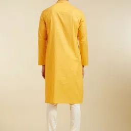 Diwas by Manyavar Thread Work Mandarin Collar Cotton Straight Kurta image 4