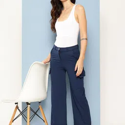 The Roadster Lifestyle Co Women Straight-Fit High-Rise Trousers image 3