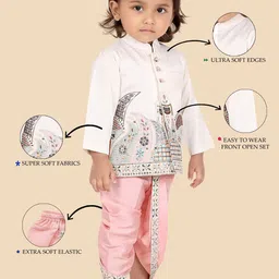 Ethniks Neu-Ron Boys Floral Embroidered Mandarin Collar Kurta With Dhoti Pants image 3