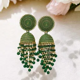 MEIRA JEWELLERY Artificial Beaded Dome Shaped Jhumkas-picture-17