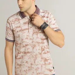 Moda Rapido Abstract Printed Polo Collar Cotton T-shirt-image-75