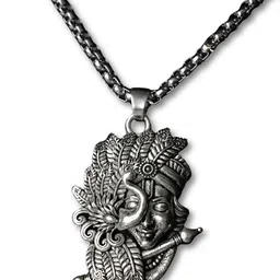 Japam Silver-Plated Krishan Swaroop Pendant With Chain-picture-36