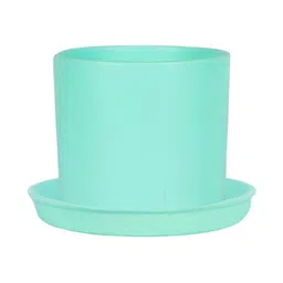 LASAKI Sara Blue Ceramic Planter With Plate image 3