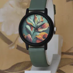 VIRAKTI Women Brass Printed Dial & Leather Straps Analogue Watch G-99-GREEN-picture-10