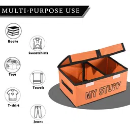 Aura Orange 2 Pieces My Stuff-Printed Double Lid 2 Compartments Drawer Organisers image 2