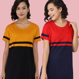 Christy World Women Pack of 2 Colourblocked T-shirt-picture-18