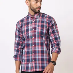 MODERNITY Men Comfort Slim Fit Tartan Checks Checked Casual Shirt-image-6