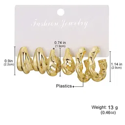 GOLDIWALA Set Of 3 Gold Plated Korean Teardrop Shaped Half Hoop Earrings image 5