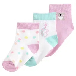 MiArcus Infant Girls Pack Of 3Bamboo Printed Socks-picture-15