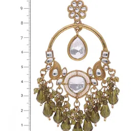 Anouk Gold-Plated Artificial Stones Studded And Beaded Contemporary Drop Earrings image 3