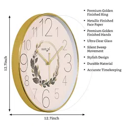 RANDOM White & Gold-Toned Printed Traditional Wall Clock image 4
