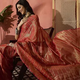 Desi Fusion Woven Design Zari Saree image 5