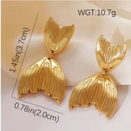 Nui Gold-Plated Contemporary Drop Earrings-picture-34