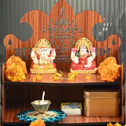 Gojeeva Brown Free Standing Without Door Home Temple image 2