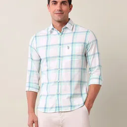 U.S. Polo Assn. Men Tailored Fit Opaque Checked Casual Shirt image 3