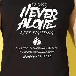 WOOSTRO Pack Of 2 Printed Super Combed Cotton Gym Vests VWS26(ALONE YELLOW)(ALONE BLACK) image 3