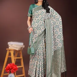 Mitera Woven Design Zari Linen Blend Saree image 4